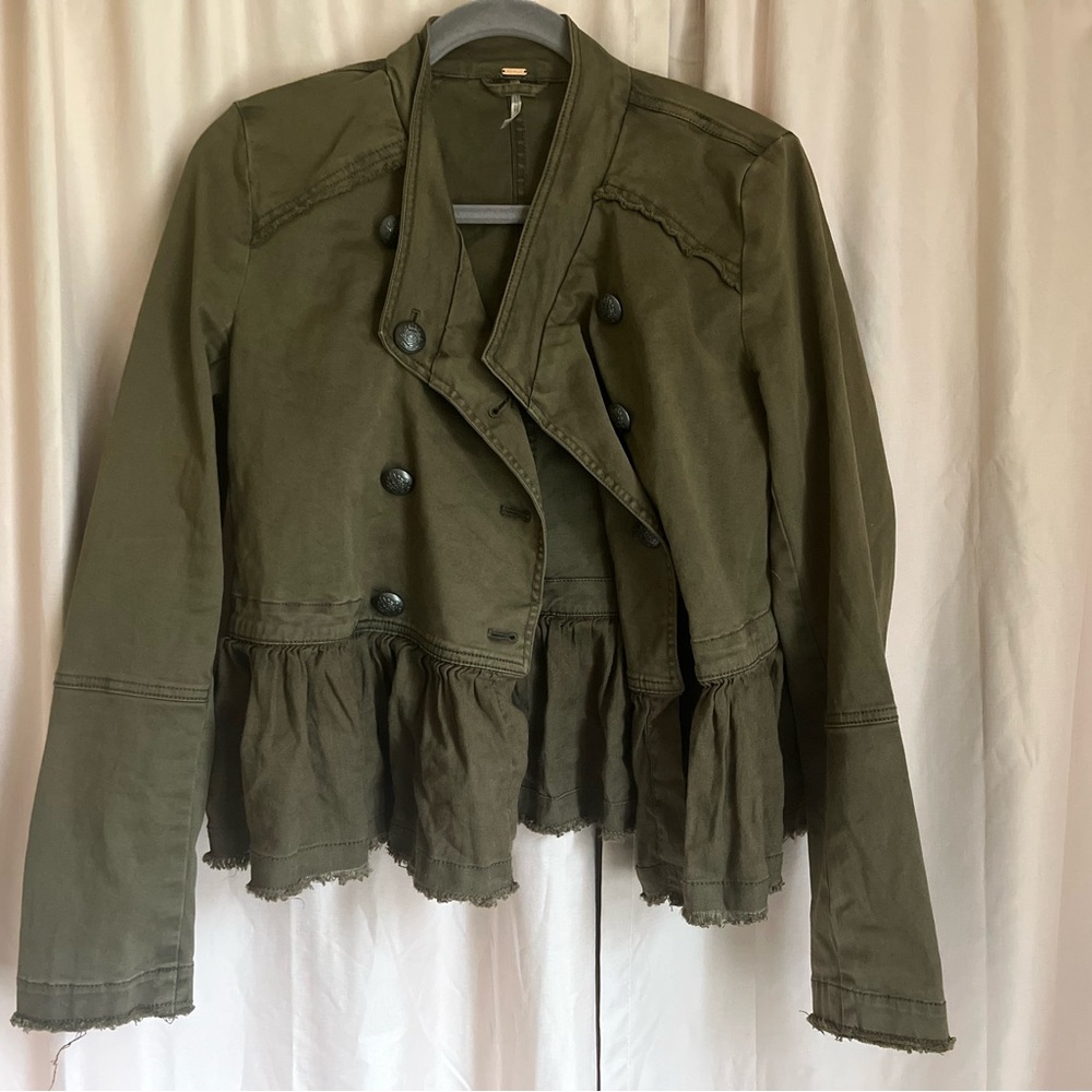 Olive Green Double-Breasted Women's Jacket